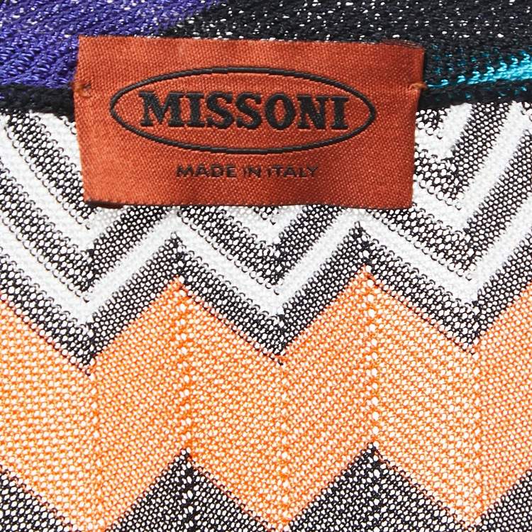 Pre Owned Missoni Multicolour Zig-Zag Patterned Knit Open Front Cardigan M