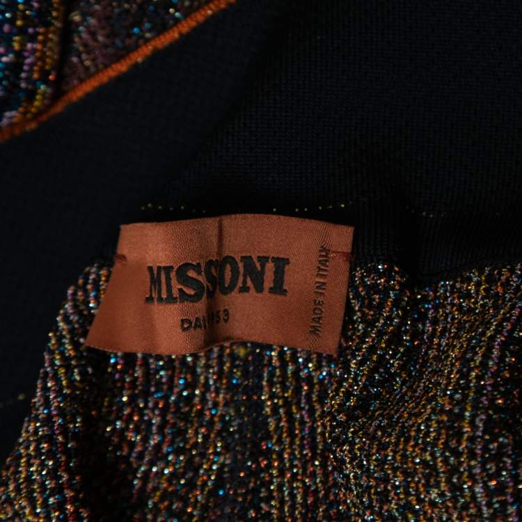 Pre Owned Missoni Multicolor Textured Lurex Knit High Waisted Culottes M