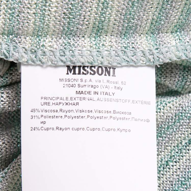 Pre Owned Missoni Blue/Green Lurex Knit One Shoulder Maxi Dress S