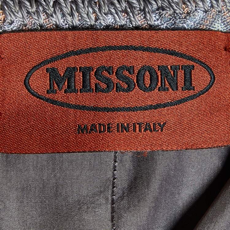 Pre Owned Missoni Multicolor Patterned Knit Belted Long Coat M