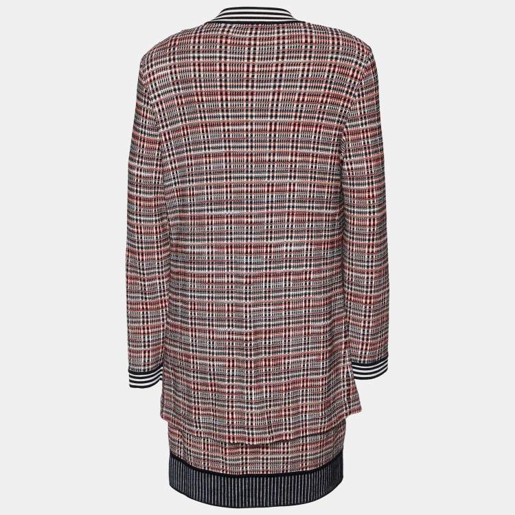 Pre Owned Missoni Red Patterned Wool Knit Mini Dress & Cardigan Set M