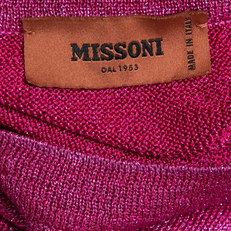 Pre Owned Missoni Pink Lurex Knit Short Sleeve Vanise Lamé Top S