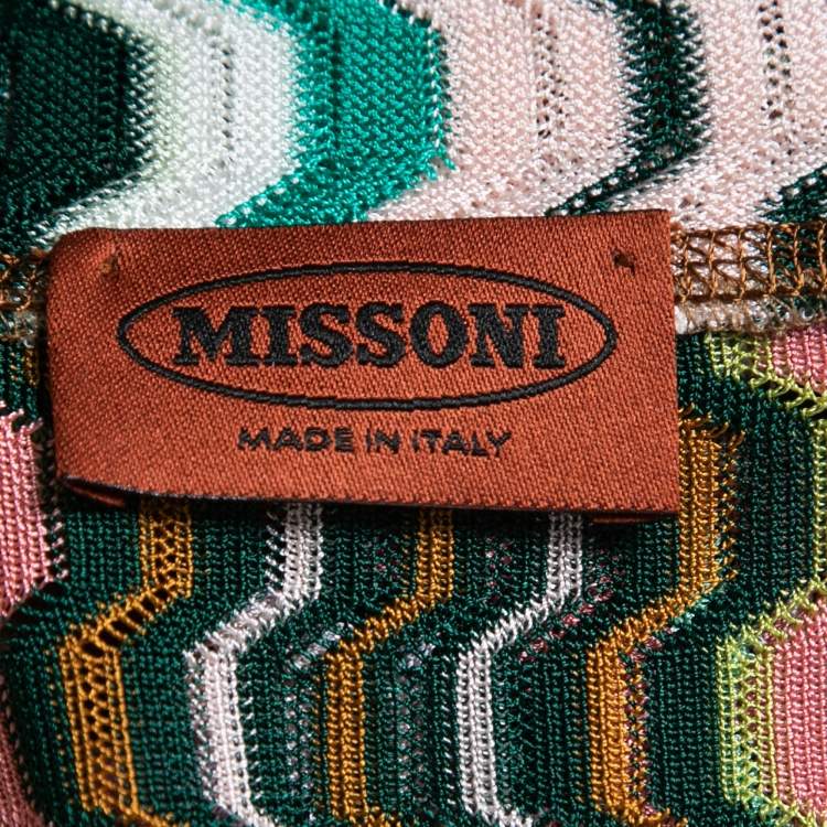 Pre Owned Missoni Multicolor Patterned Knit Tied Waist Cap Sleeve Top S