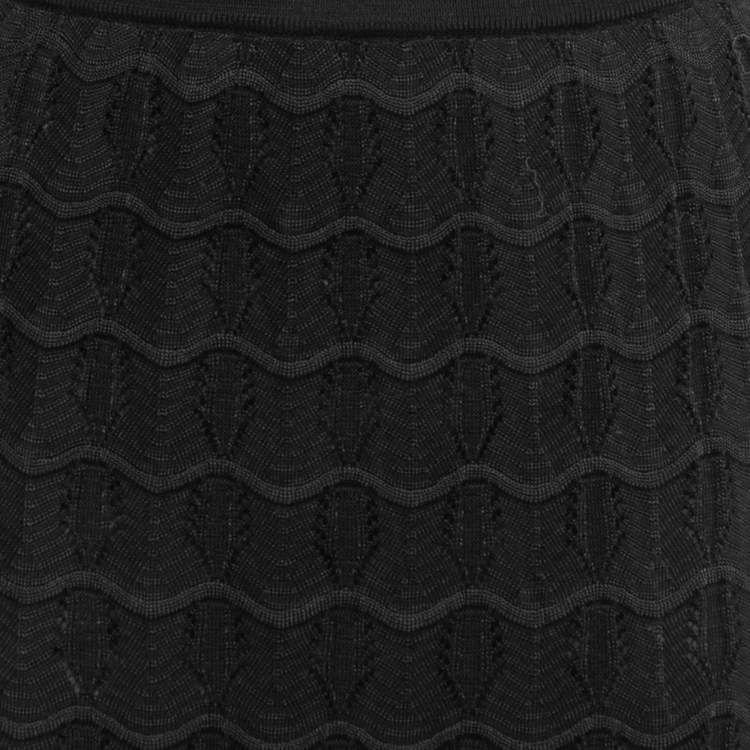 Pre Owned Missoni Black Patterned Knit Maxi Skirt M