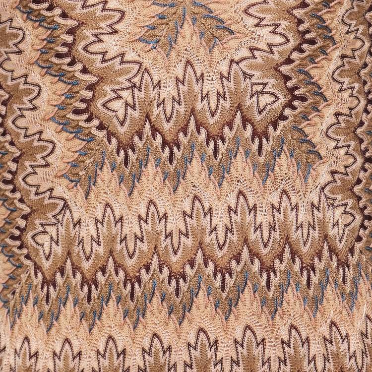 Pre Owned Missoni Multicolor Patterned Wool Knit Sleeveless Midi Dress & Lurex Cardigan M