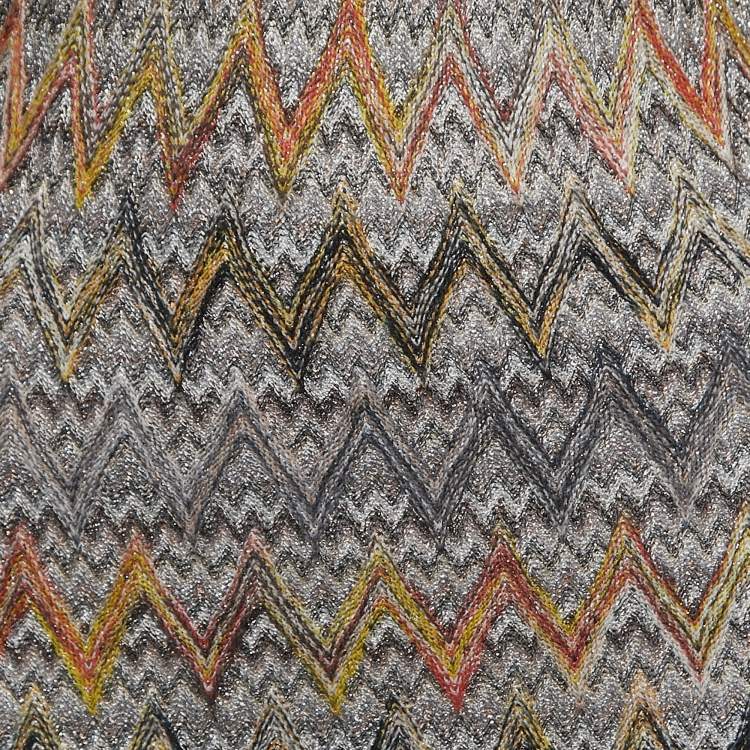 مملوكة مسبقًا Missoni Multicolor Chevron Lurex Knit V-Neck Long Sleeve Maxi Dress M