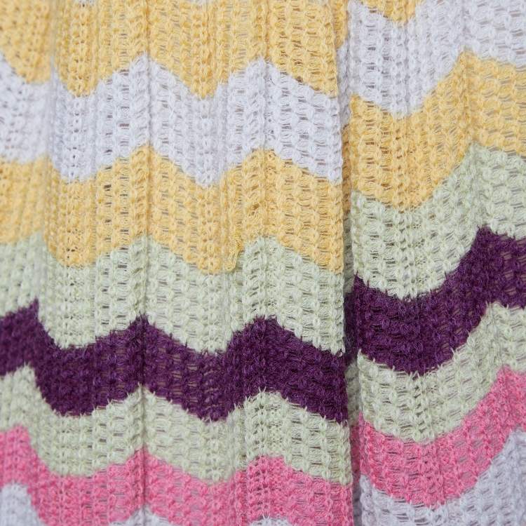 Pre Owned Missoni Multicolor Striped Wool & Mohar Turtleneck Poncho M