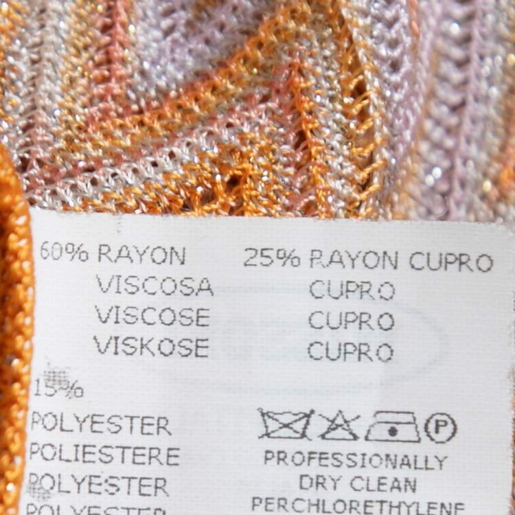Pre Owned Missoni Orange Chevron Lurex Knit Pant Top Set S