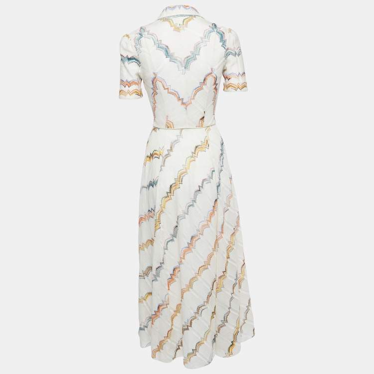 Pre Owned Missoni Multicolor Patterned Knit Button Front A-Line Midi Dress XS