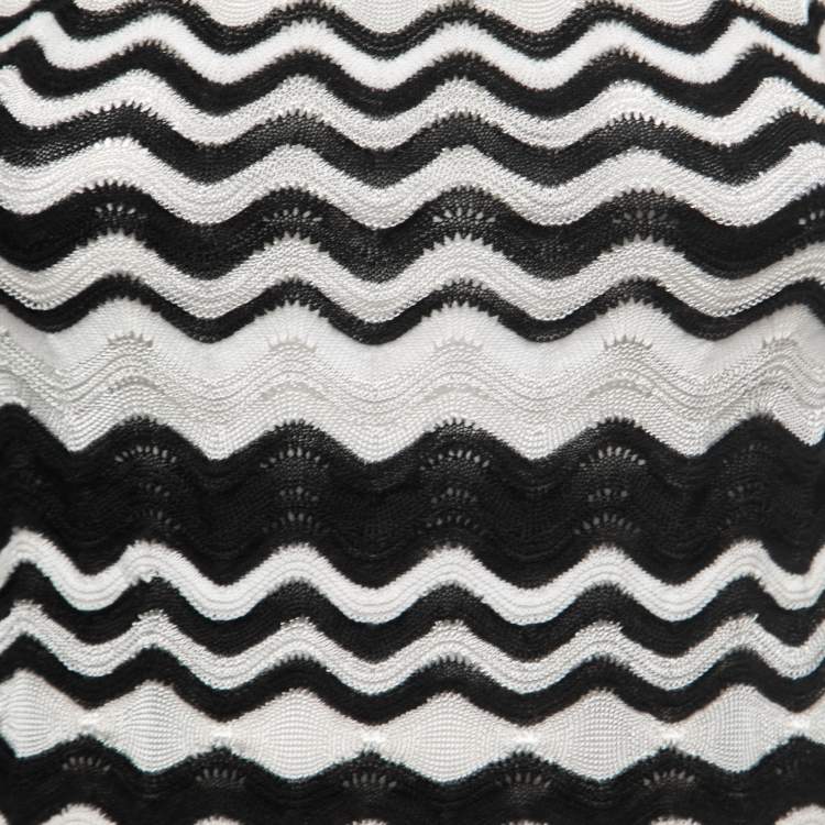 Pre Owned M Missoni Black/White Patterned Knit Sleeveless Top S