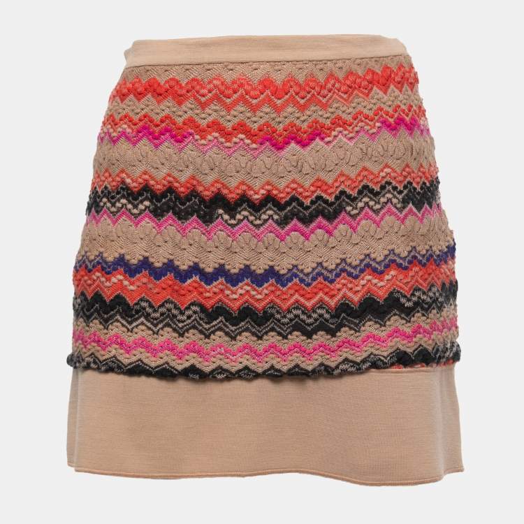 Pre Owned Missoni Multicolor Patterned Knit Mini Skirt S
