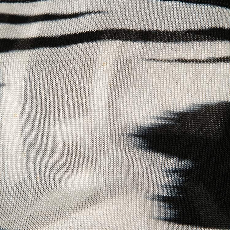 Pre Owned Missoni Black/White Abstract Printed Knit Open Cardigan M