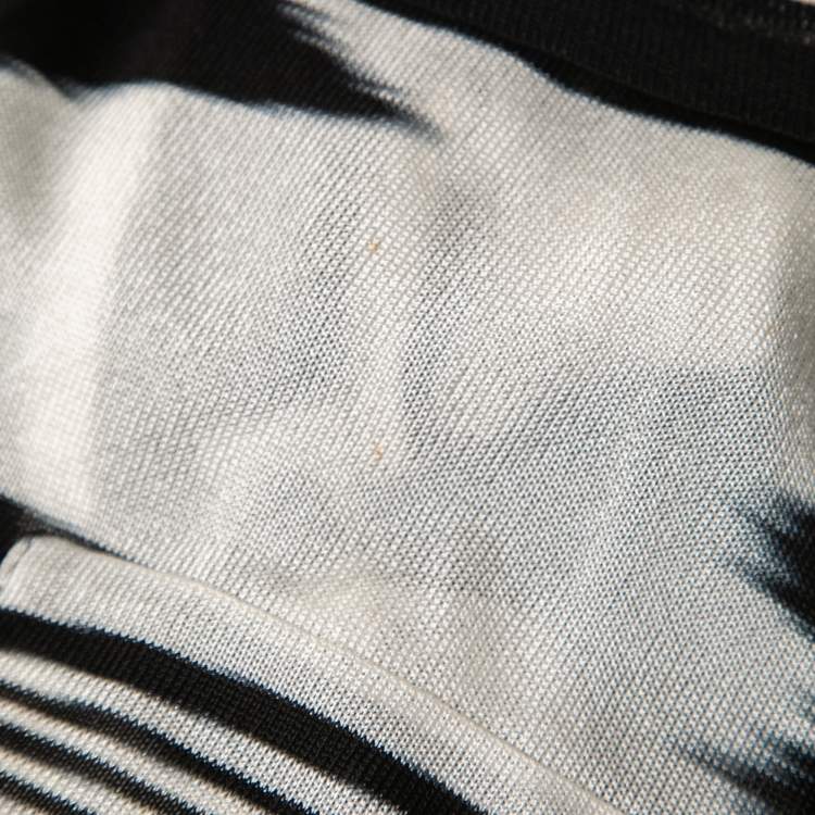 Pre Owned Missoni Black/White Abstract Printed Knit Open Cardigan M