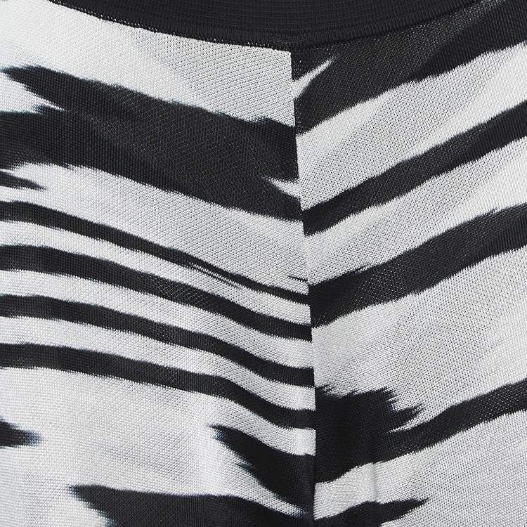 Pre Owned Missoni White/ Black Abstract Pattern Knit Wide Leg Pants M