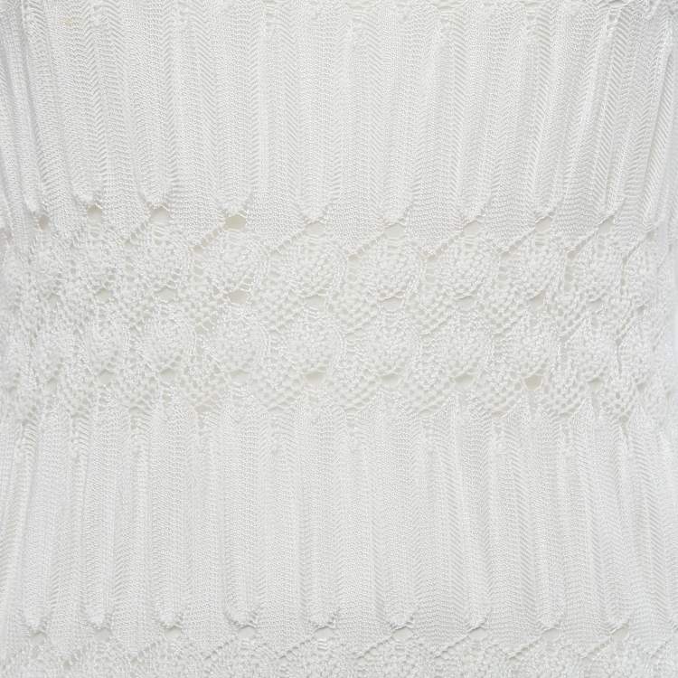 Pre Owned Missoni White Silk & Knit Mini Dress S