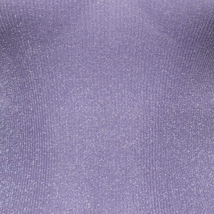 Pre Owned Missoni Purple Lurex Knit High Neck Sleeves Top M