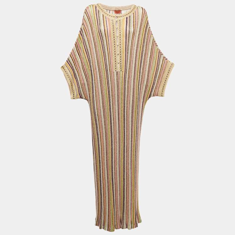 Pre Owned Missoni Multicolor Lurex Knit Kaftan Maxi Dress M