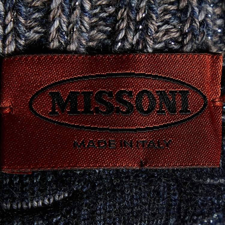 Pre Owned Missoni Monochrome Patterned Lurex Knit Button Front Cardigan S
