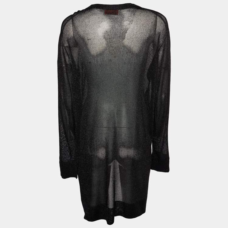 Pre Owned Missoni Black Lurex Knit Open Front Shrug M