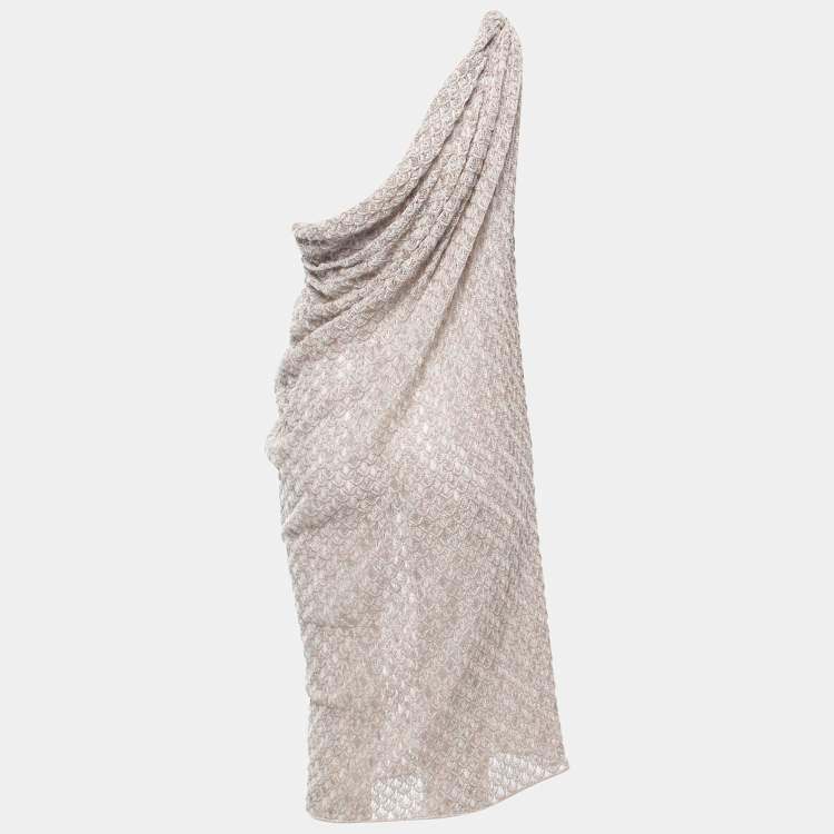 Pre Owned Missoni Multicolor Lurex Knit One Shoulder Draped Midi Dress S