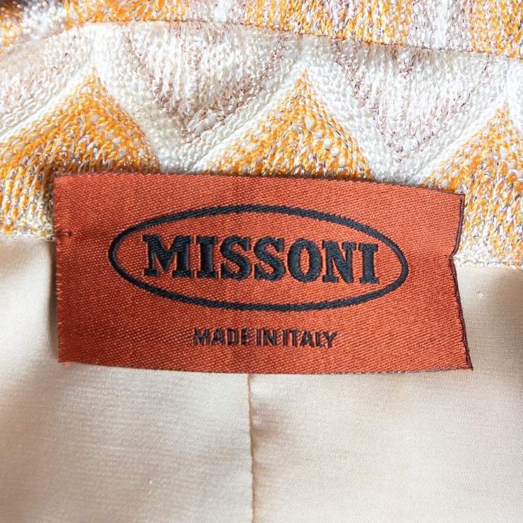 Pre Owned Missoni Multicolor Lurex Knit Button Front Coat L