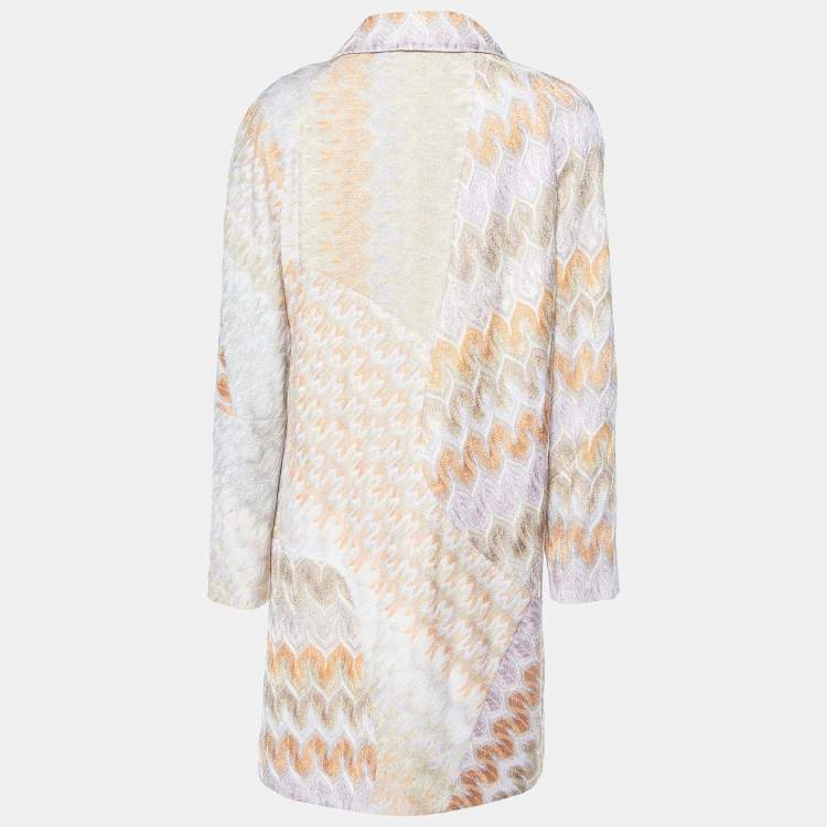 Pre Owned Missoni Multicolor Lurex Knit Button Front Coat L