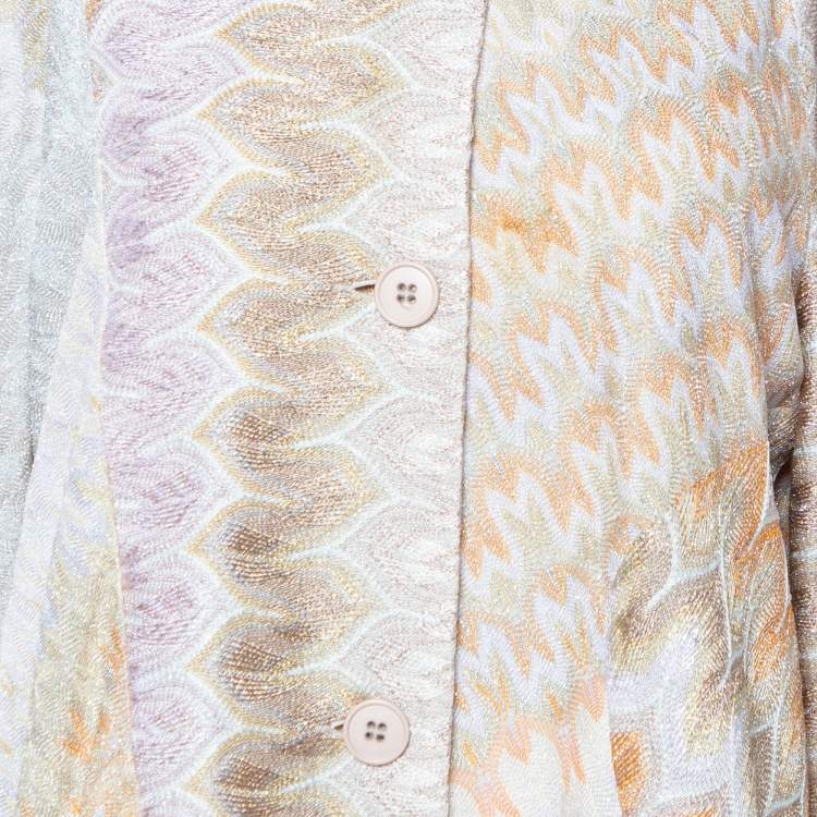 Pre Owned Missoni Multicolor Lurex Knit Button Front Coat L