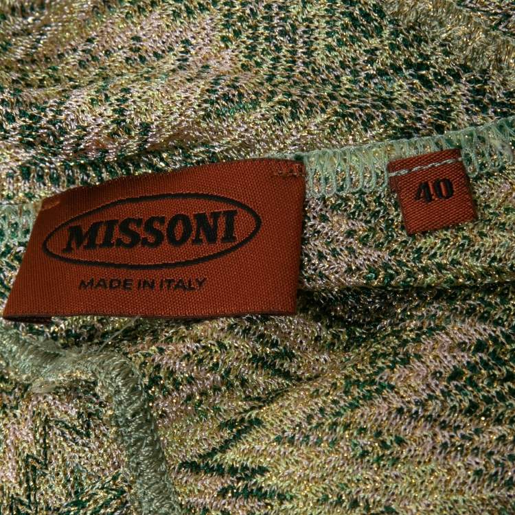 Pre Owned Missoni Multicolor Patterned Lurex Knit Cap Sleeve Short Dress S