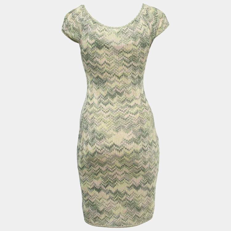 Pre Owned Missoni Multicolor Patterned Lurex Knit Cap Sleeve Short Dress S