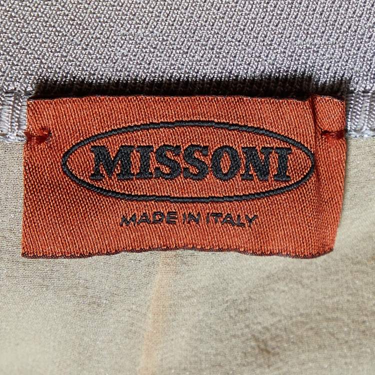 Pre Owned Missoni Silver Lurex Knit Straight Leg Pants M