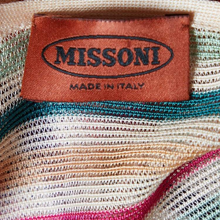 Pre Owned Missoni Multicolor Striped Knit Stole Detail Top M