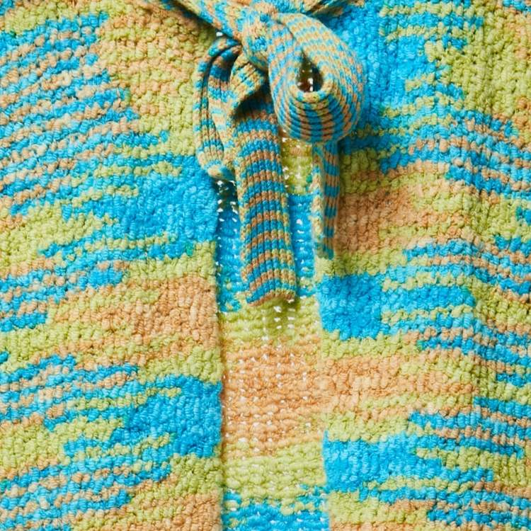 Pre Owned Missoni Multicolor Patterned Wool Blend Open Front Sleeveless Cardigan M