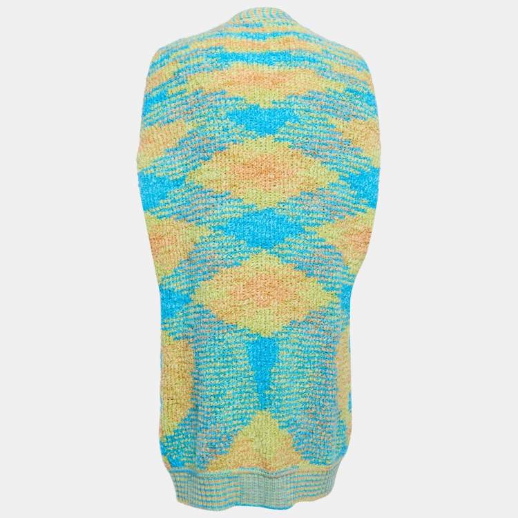 Pre Owned Missoni Multicolor Patterned Wool Blend Open Front Sleeveless Cardigan M