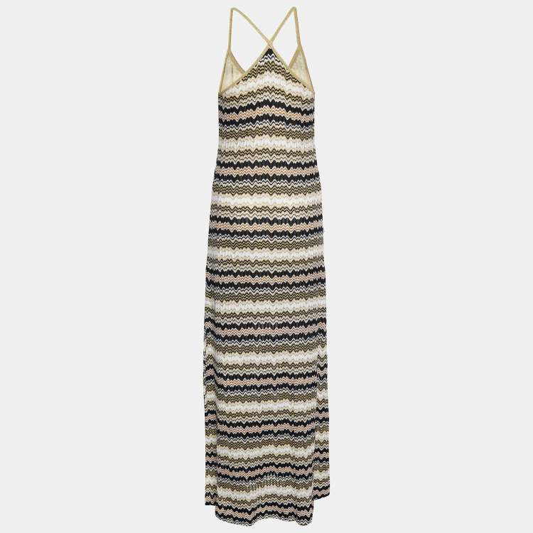 Pre Owned Missoni Multicolor Patterned Lurex Knit Maxi Dress M