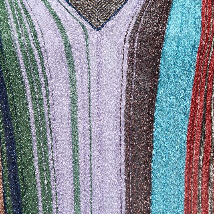 Pre Owned Missoni Multicolor Striped Lurex Knit Long Sleeve Top XL