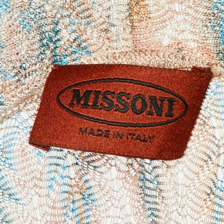 Pre Owned Missoni Multicolor patterned Knit Open Front Belted Long Cardigan L
