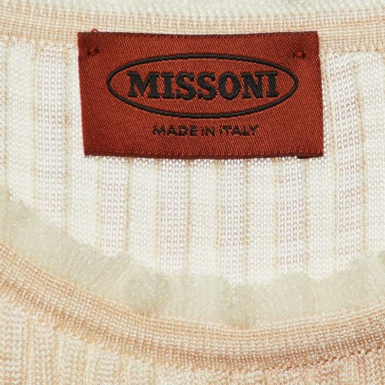 Pre Owned Missoni Cream Patterned Knit Mini Dress S