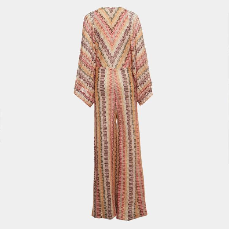 Pre Owned Missoni Multicolor Patterned Lurex Knit Drawstring Jumpsuit S