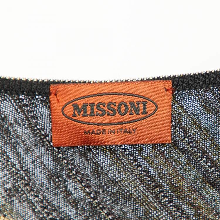 Pre Owned Missoni Multicolor Striped Lurex Knit Belted Top & Skirt Set M