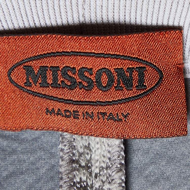 Pre Owned Missoni Grey Zig Zag Wool Knit Trousers S