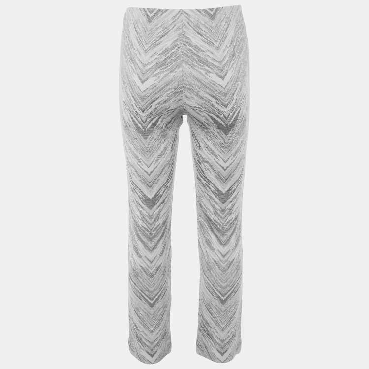 Pre Owned Missoni Grey Zig Zag Wool Knit Trousers S