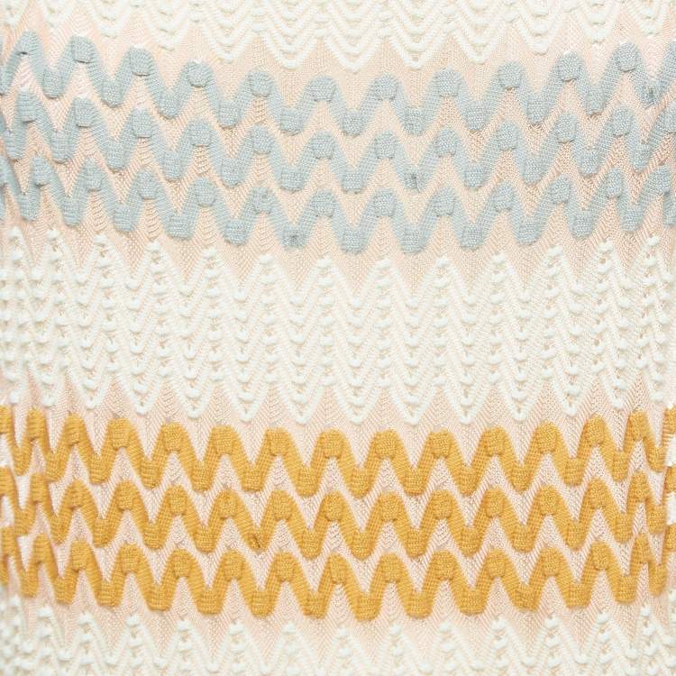 Pre Owned Missoni Multicolor Chevron Pointelle Knit Halter Neck Mini Dress M