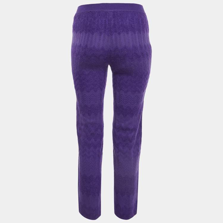 Pre Owned Missoni Purple Wool Blend Knit Elasticated Waist Pants S