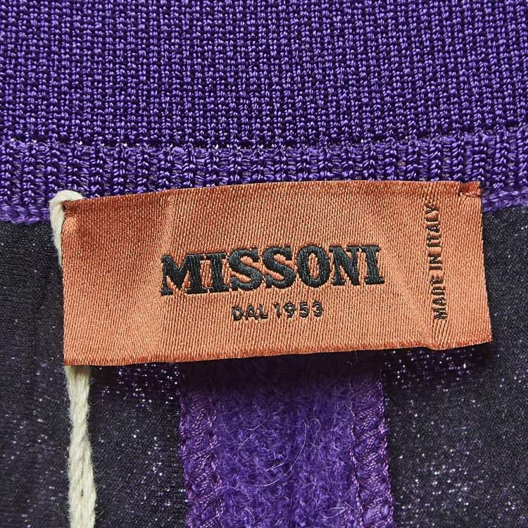 Pre Owned Missoni Purple Wool Blend Knit Elasticated Waist Pants S