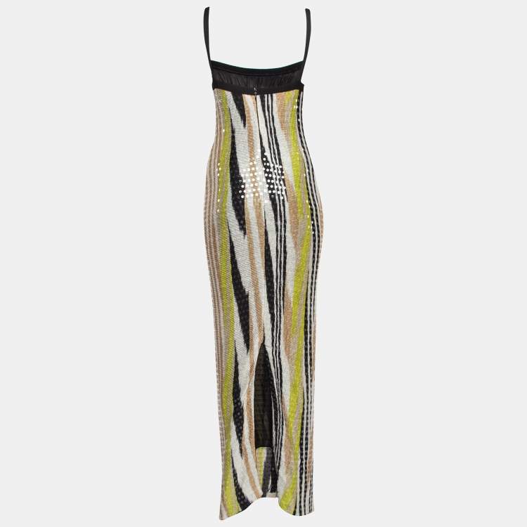 Pre Owned Missoni Multicolor Patterned Sequined Knit Maxi Dress M