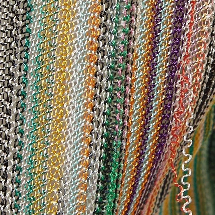 Pre Owned Missoni Multicolor Striped Knit Wrap Style Midi Dress S  