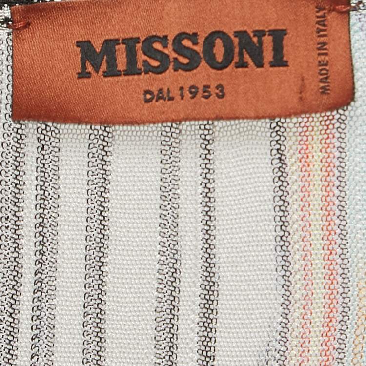 Pre Owned Missoni Multicolor Striped Knit Wrap Style Midi Dress S  
