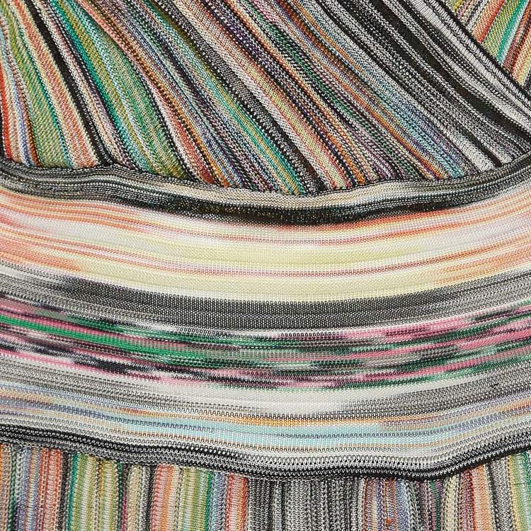 Pre Owned Missoni Multicolor Striped Knit Wrap Style Midi Dress S  