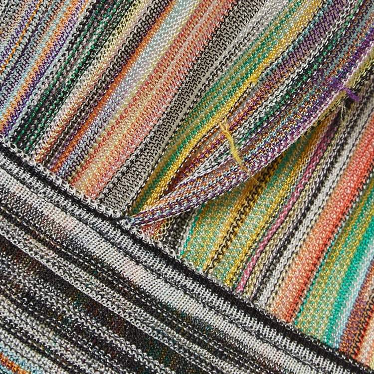 Pre Owned Missoni Multicolor Striped Knit Wrap Style Midi Dress S  