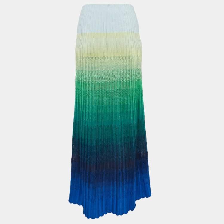 Pre Owned Missoni Multicolor Chevron Knit Flared Maxi Skirt M